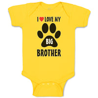 Baby Clothes I Love My Big Brother with Dog Black Paw Footprint Baby Bodysuits