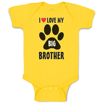 Baby Clothes I Love My Big Brother with Dog Black Paw Footprint Baby Bodysuits