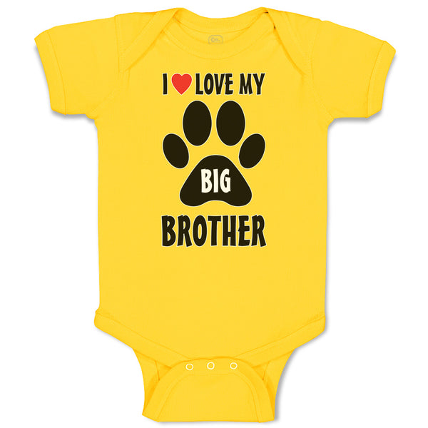Baby Clothes I Love My Big Brother with Dog Black Paw Footprint Baby Bodysuits