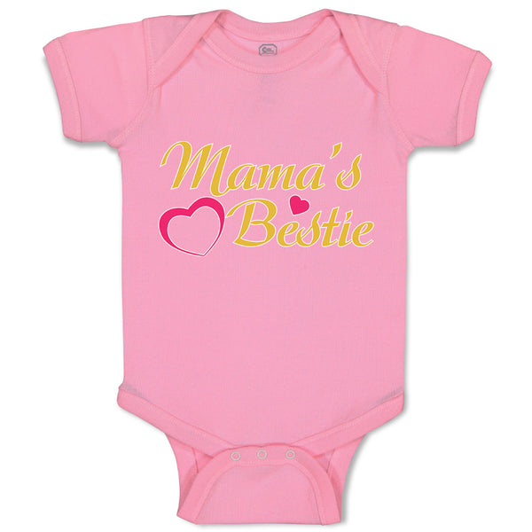 Baby Clothes Mama's Bestie with Pink Heart Outline Baby Bodysuits Cotton