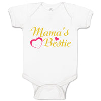 Baby Clothes Mama's Bestie with Pink Heart Outline Baby Bodysuits Cotton