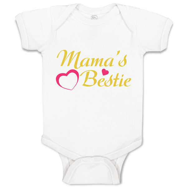 Baby Clothes Mama's Bestie with Pink Heart Outline Baby Bodysuits Cotton