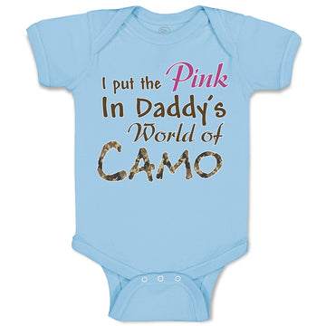 Baby Clothes I Put The Pink in Daddy's World of Camo Baby Bodysuits Cotton
