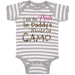 Baby Clothes I Put The Pink in Daddy's World of Camo Baby Bodysuits Cotton