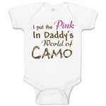 Baby Clothes I Put The Pink in Daddy's World of Camo Baby Bodysuits Cotton