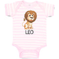 Baby Clothes Lion Your Name Leo Wild Animal Baby Bodysuits Boy & Girl Cotton