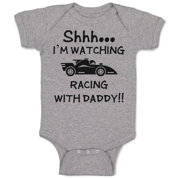 Baby Clothes Shhh I'M Watching Racing with Daddy!! Baby Bodysuits Cotton