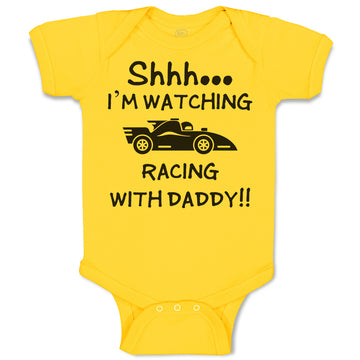 Baby Clothes Shhh I'M Watching Racing with Daddy!! Baby Bodysuits Cotton