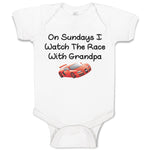 Baby Clothes On Sundays I Watch The Race with Grandpa Baby Bodysuits Cotton