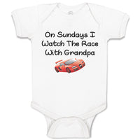 Baby Clothes On Sundays I Watch The Race with Grandpa Baby Bodysuits Cotton