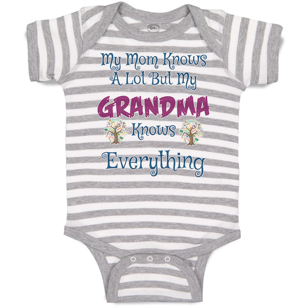 Baby Clothes My Mom Knows A Lot but My Grandma Knows Everything Baby Bodysuits