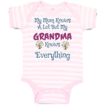 Baby Clothes My Mom Knows A Lot but My Grandma Knows Everything Baby Bodysuits
