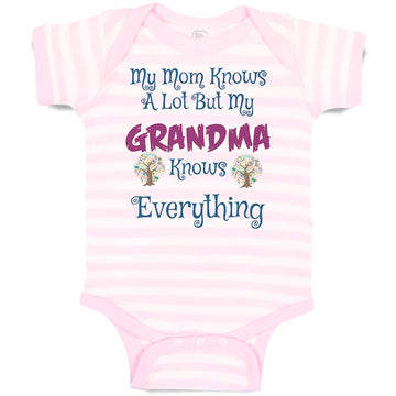 Baby Clothes My Mom Knows A Lot but My Grandma Knows Everything Baby Bodysuits
