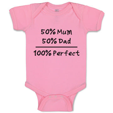 Baby Clothes 50% Mum 50% Dad 100% Perfect Baby Bodysuits Boy & Girl Cotton