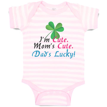 Baby Clothes I'M Cute Mom's Cute. Dad's Lucky! Baby Bodysuits Boy & Girl Cotton