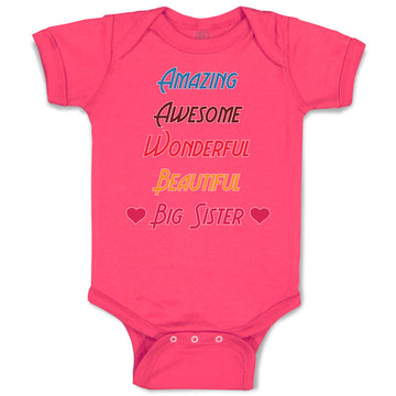 Baby Clothes Amazing Awesome Wonderful Beautiful Big Sister Baby Bodysuits