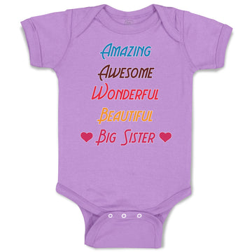 Baby Clothes Amazing Awesome Wonderful Beautiful Big Sister Baby Bodysuits