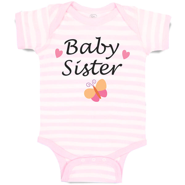 Baby Clothes Baby Sister with Butterfly and Pink Little Hearts Baby Bodysuits