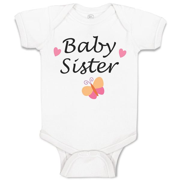 Baby Clothes Baby Sister with Butterfly and Pink Little Hearts Baby Bodysuits