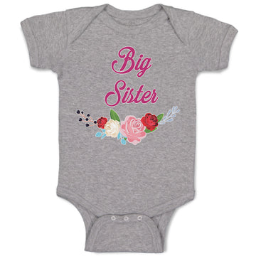 Baby Clothes Big Sister with Wreath of Flowers Baby Bodysuits Boy & Girl Cotton