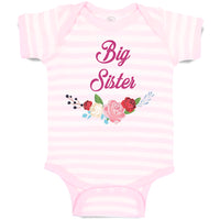 Baby Clothes Big Sister with Wreath of Flowers Baby Bodysuits Boy & Girl Cotton