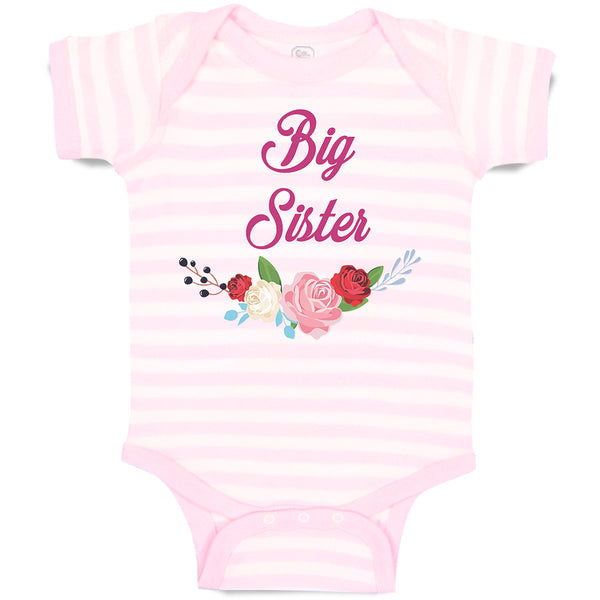 Baby Clothes Big Sister with Wreath of Flowers Baby Bodysuits Boy & Girl Cotton