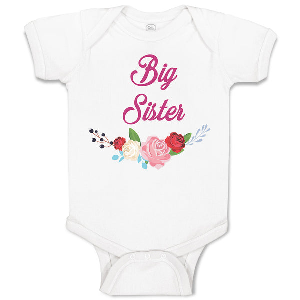 Baby Clothes Big Sister with Wreath of Flowers Baby Bodysuits Boy & Girl Cotton