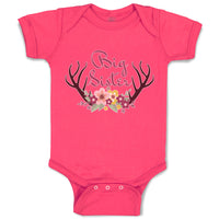 Baby Clothes Big Sister with Wreath of Flowers and Deer Horns Baby Bodysuits