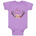 Baby Clothes Big Sister with Wreath of Flowers and Deer Horns Baby Bodysuits