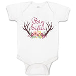 Baby Clothes Big Sister with Wreath of Flowers and Deer Horns Baby Bodysuits