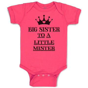 Baby Clothes Big Sister to A Little Mister with Crown and Little Heart Cotton
