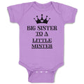 Baby Clothes Big Sister to A Little Mister with Crown and Little Heart Cotton