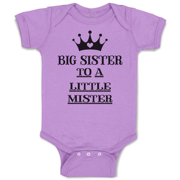 Baby Clothes Big Sister to A Little Mister with Crown and Little Heart Cotton