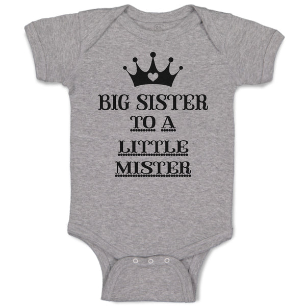Baby Clothes Big Sister to A Little Mister with Crown and Little Heart Cotton