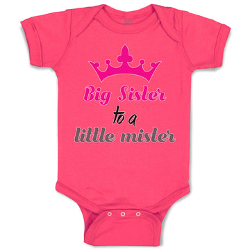 Baby Clothes Big Sister to A Little Mister with Pink Crown Baby Bodysuits Cotton
