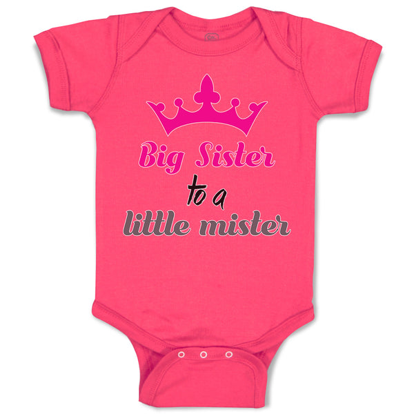 Baby Clothes Big Sister to A Little Mister with Pink Crown Baby Bodysuits Cotton