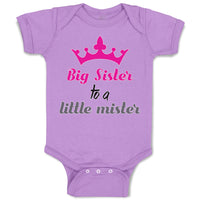 Baby Clothes Big Sister to A Little Mister with Pink Crown Baby Bodysuits Cotton