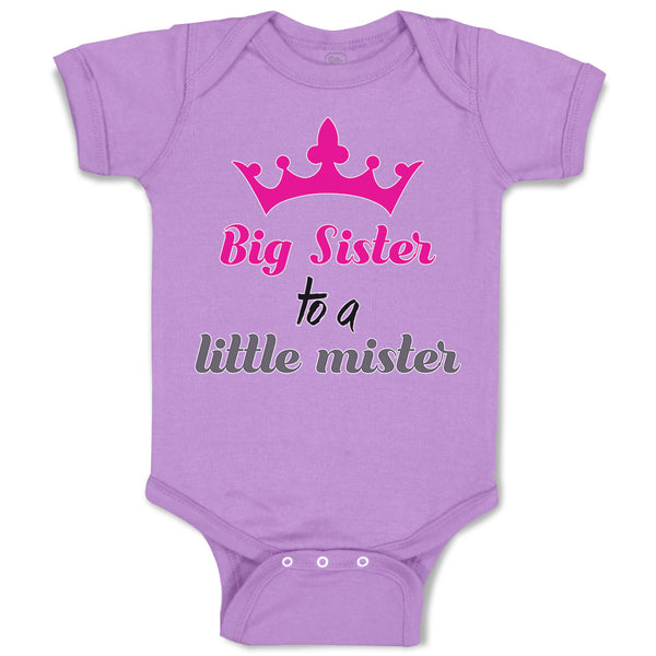 Baby Clothes Big Sister to A Little Mister with Pink Crown Baby Bodysuits Cotton