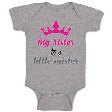 Baby Clothes Big Sister to A Little Mister with Pink Crown Baby Bodysuits Cotton