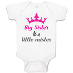 Baby Clothes Big Sister to A Little Mister with Pink Crown Baby Bodysuits Cotton