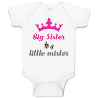 Baby Clothes Big Sister to A Little Mister with Pink Crown Baby Bodysuits Cotton