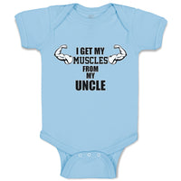 Baby Clothes I Get My Muscles from My Uncle Baby Bodysuits Boy & Girl Cotton