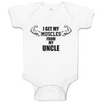 Baby Clothes I Get My Muscles from My Uncle Baby Bodysuits Boy & Girl Cotton