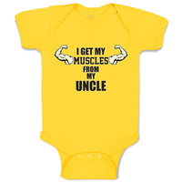 Baby Clothes I Get My Muscles from My Uncle Baby Bodysuits Boy & Girl Cotton
