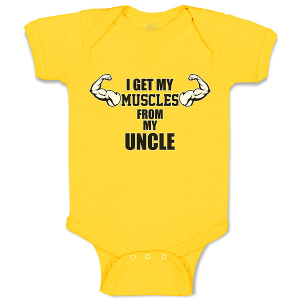 Baby Clothes I Get My Muscles from My Uncle Baby Bodysuits Boy & Girl Cotton