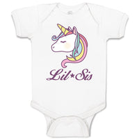 Baby Clothes Lil Sis An Cute Unicorn Baby Bodysuits Boy & Girl Cotton