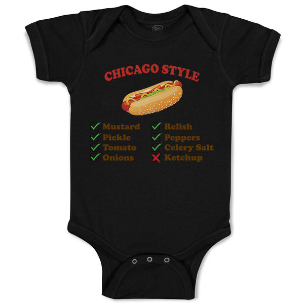 Baby Clothes Chicago Style Image of A Hot Dog Funny Humor Baby Bodysuits Cotton