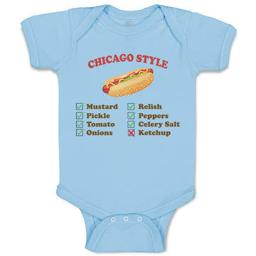 Baby Clothes Chicago Style Image of A Hot Dog Funny Humor Baby Bodysuits Cotton