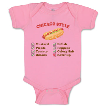 Baby Clothes Chicago Style Image of A Hot Dog Funny Humor Baby Bodysuits Cotton