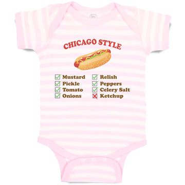 Baby Clothes Chicago Style Image of A Hot Dog Funny Humor Baby Bodysuits Cotton
